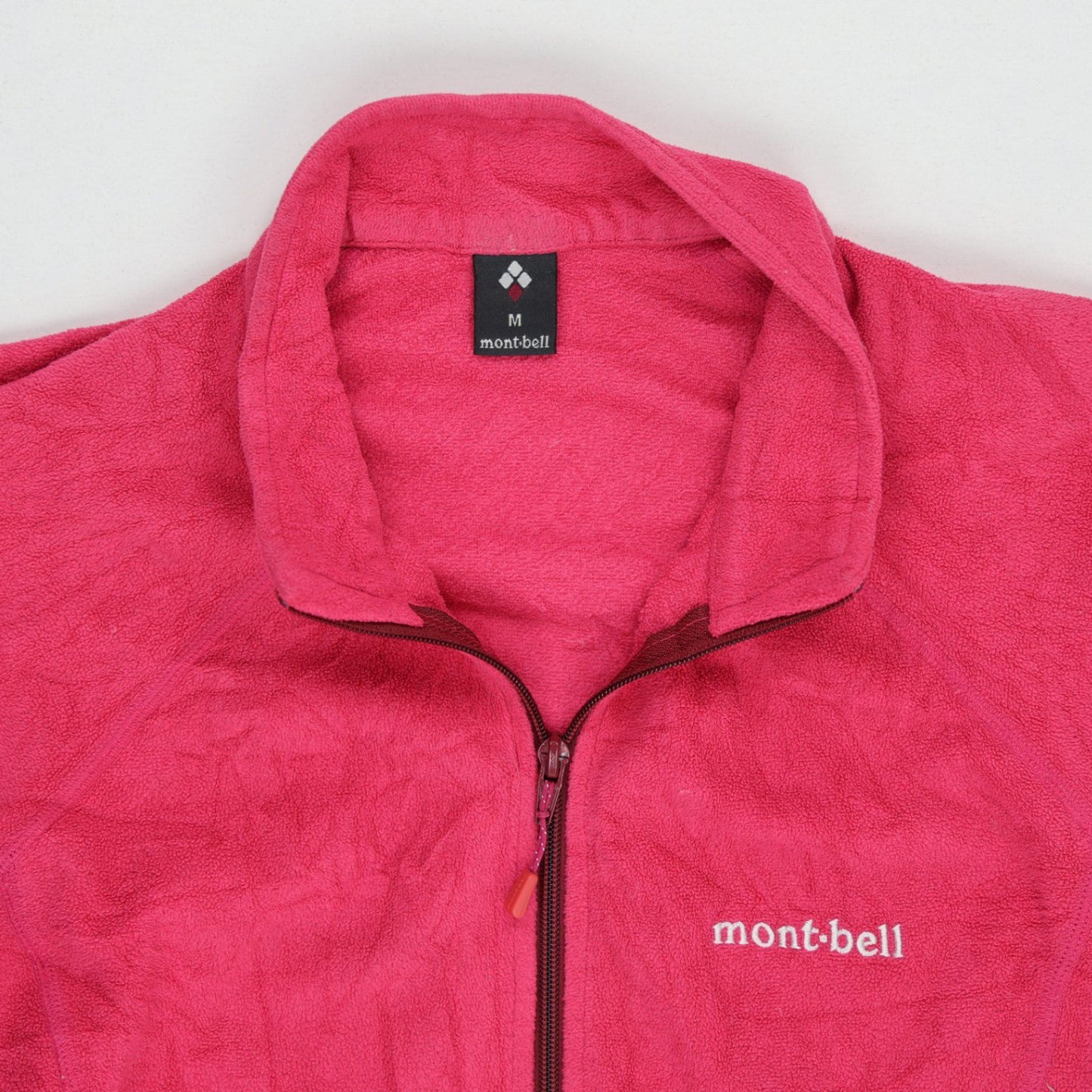 Montbell Women's Full Zip Fleece Jacket Pink Medium Polyester Fleece High Neck Outdoor