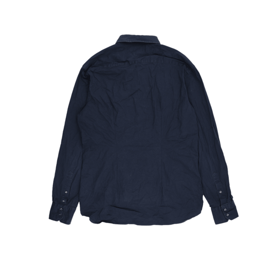 Tommy Hilfiger Navy Long Sleeve Shirt Large Stretch Cotton
