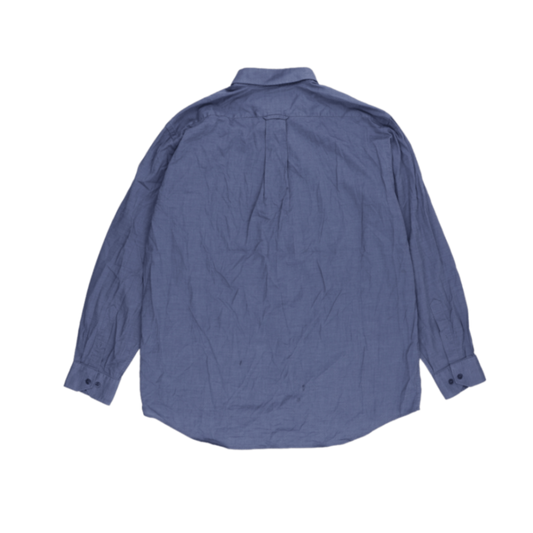 Lacoste Blue Linen Button Up Shirt Size 42 Large Men Collared Long Sleeve