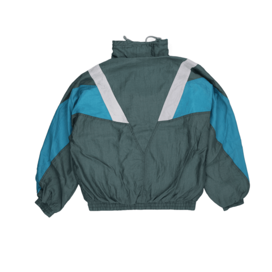 PUMA Vintage Windbreaker Jacket Green Blue White Men's Size M Nylon Stand Collar