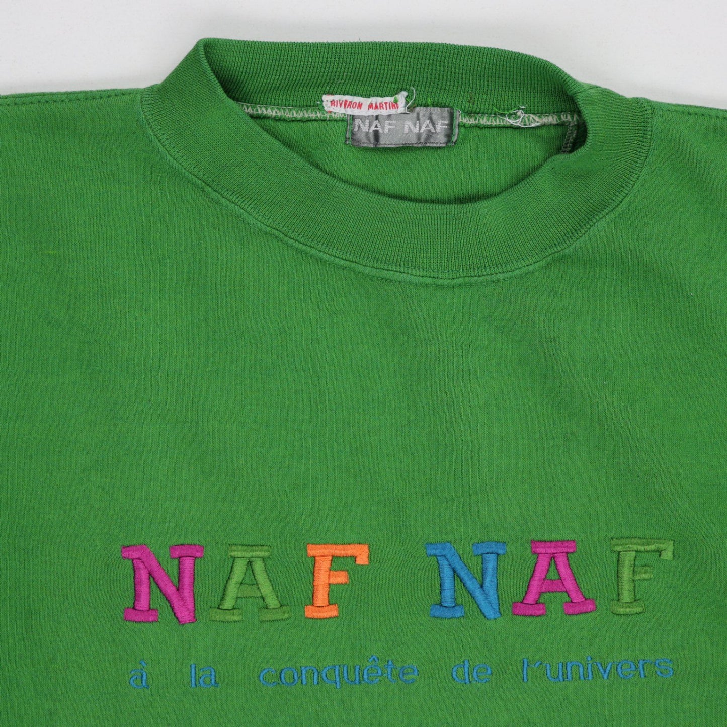 Naf Naf Vintage Green Crewneck Sweatshirt Unisex Large Cotton 90s Style