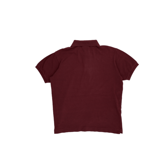 Lacoste Burgundy Cotton Polo Shirt Size 3 Medium Classic Collared Short Sleeve