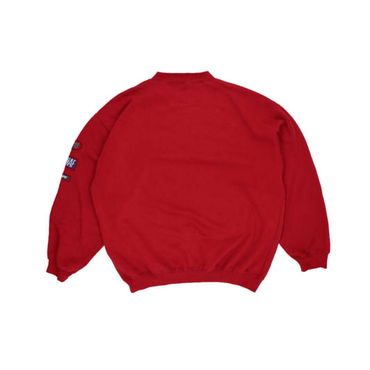 NAF NAF Vintage Red Patchwork Sweatshirt Crewneck Cotton Blend Size T0 Small