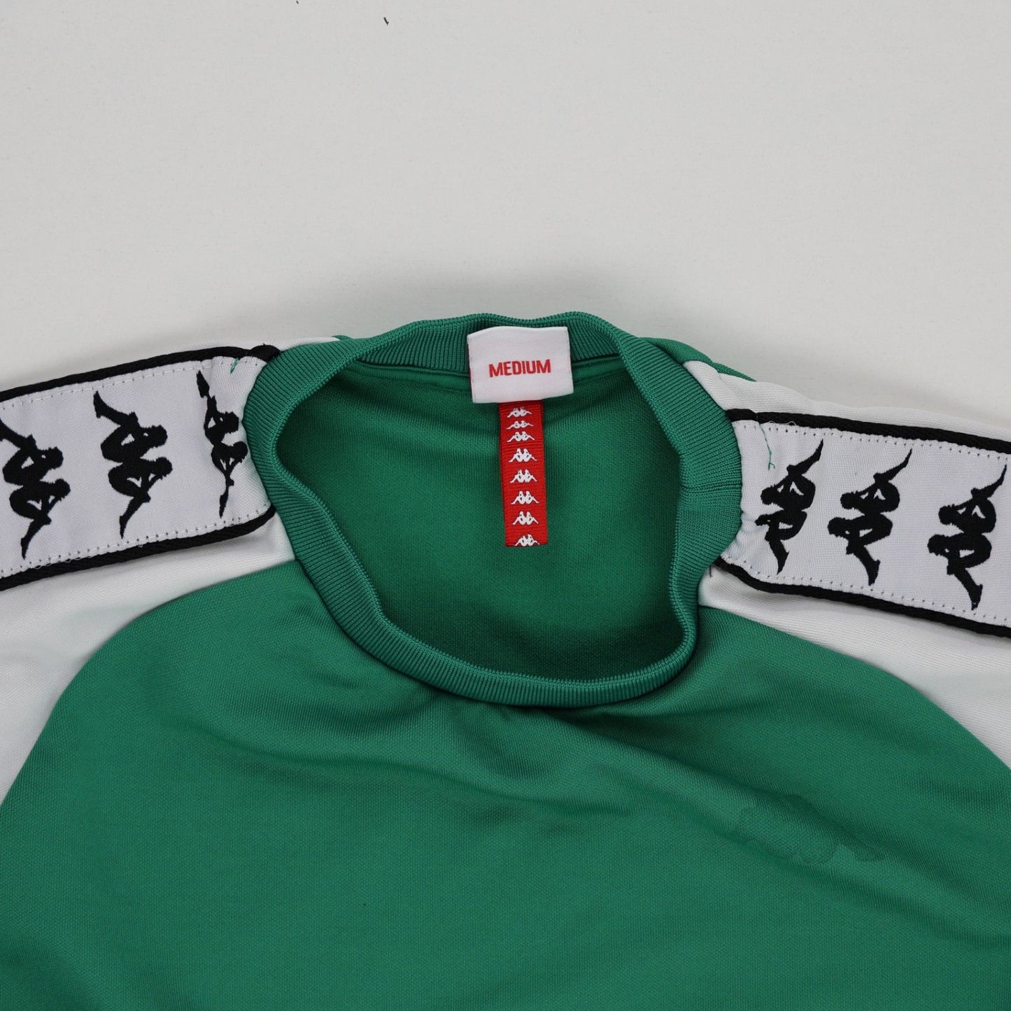 Kappa Green White Logo Tape Crewneck Sweatshirt Medium Polycotton Blend Retro Sportswear