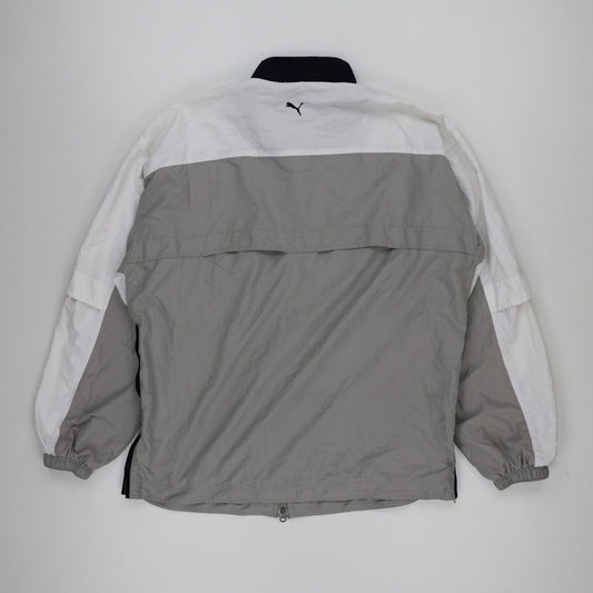 PUMA Vintage Grey White XL Track Jacket Polyester Mock Neck Windbreaker