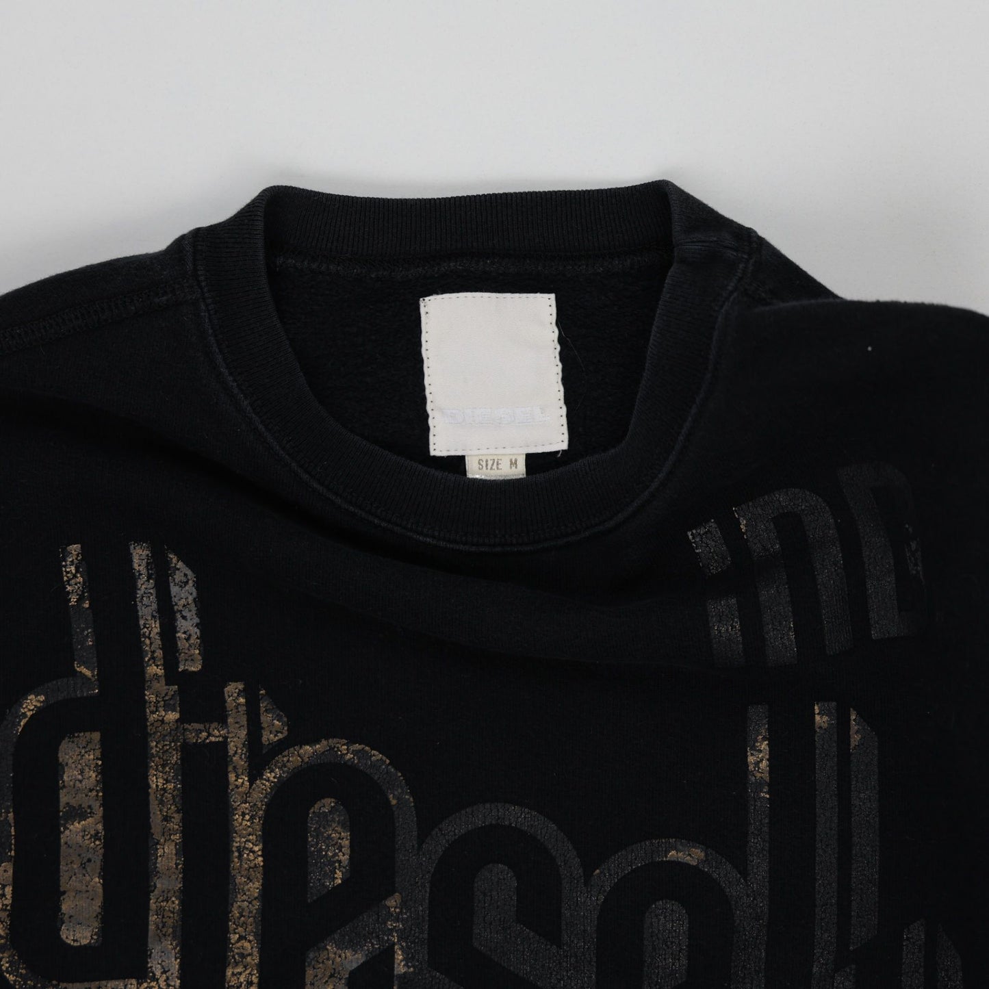 Diesel Black Vintage Crew Neck Sweatshirt Men Size Medium Cotton Blend
