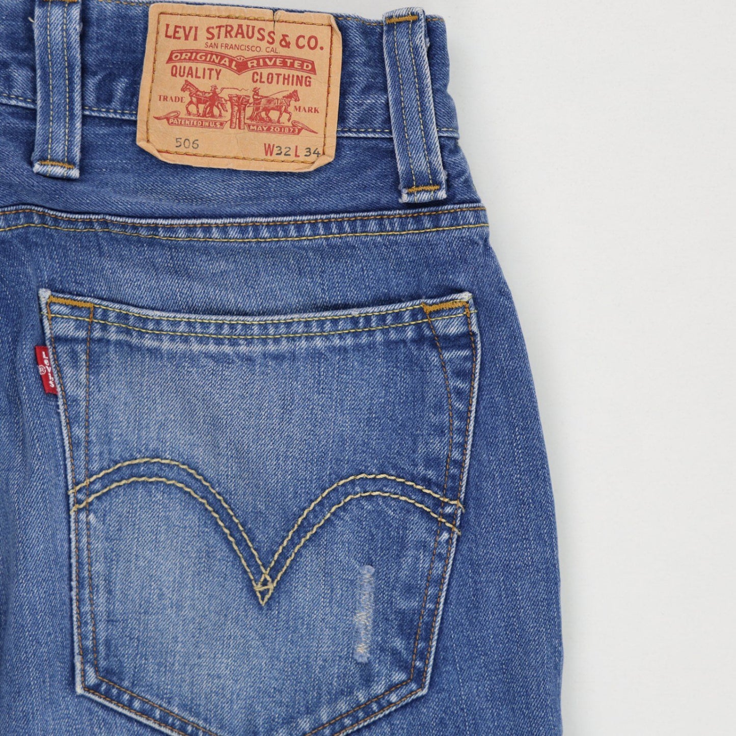 Levi's 505 Regular Fit Straight Jeans Blue W32 L34 100% Cotton