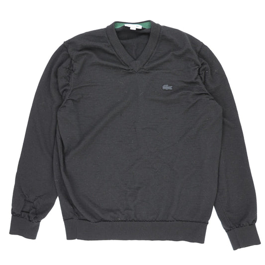 Lacoste Black V Neck Jumper Knit Fabric Men's XL