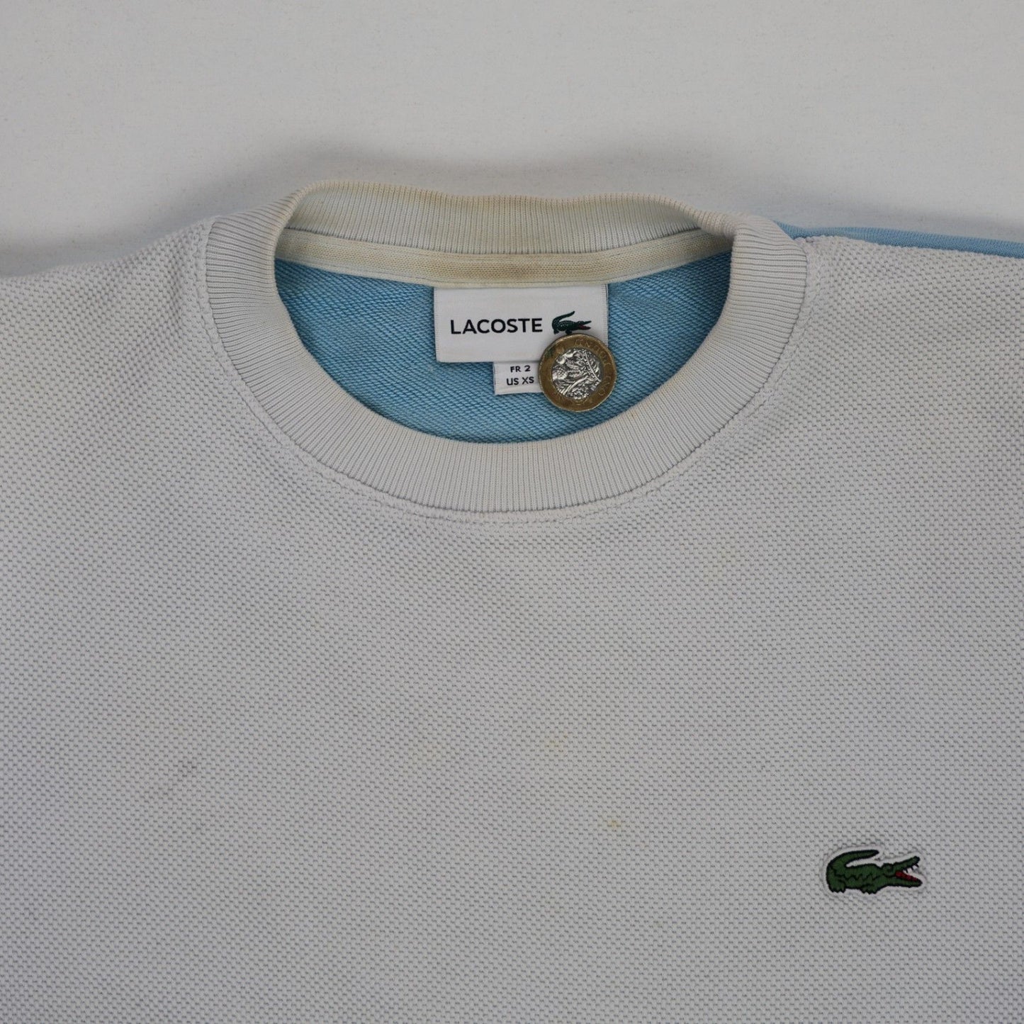 Lacoste Colour Block Blue White Cotton Sweatshirt XS