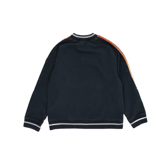 adidas Vintage Black Crew Neck Sweatshirt with Orange Stripes Large Cotton Blend Retro Sportswear