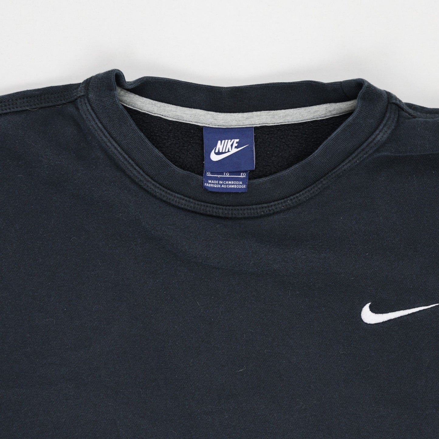 Nike Black Crew Neck Pullover Sweatshirt Large Cotton Blend