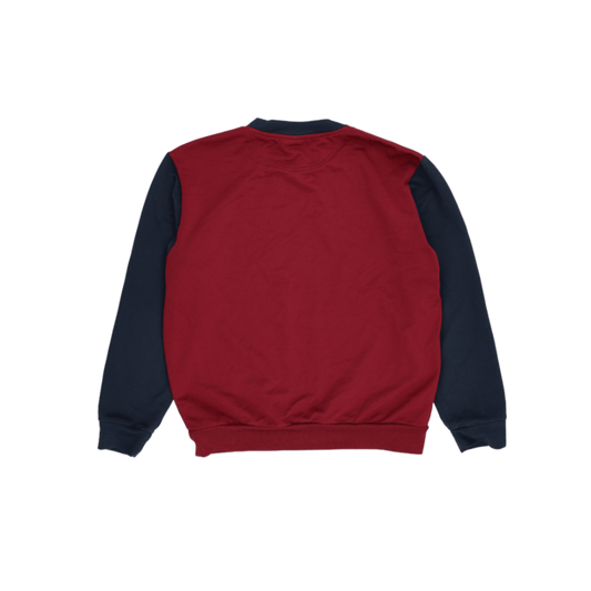 Sergio Tacchini Burgundy Navy Retro Logo Sweatshirt Men Medium Cotton Blend Crew Neck Vintage Sportswear
