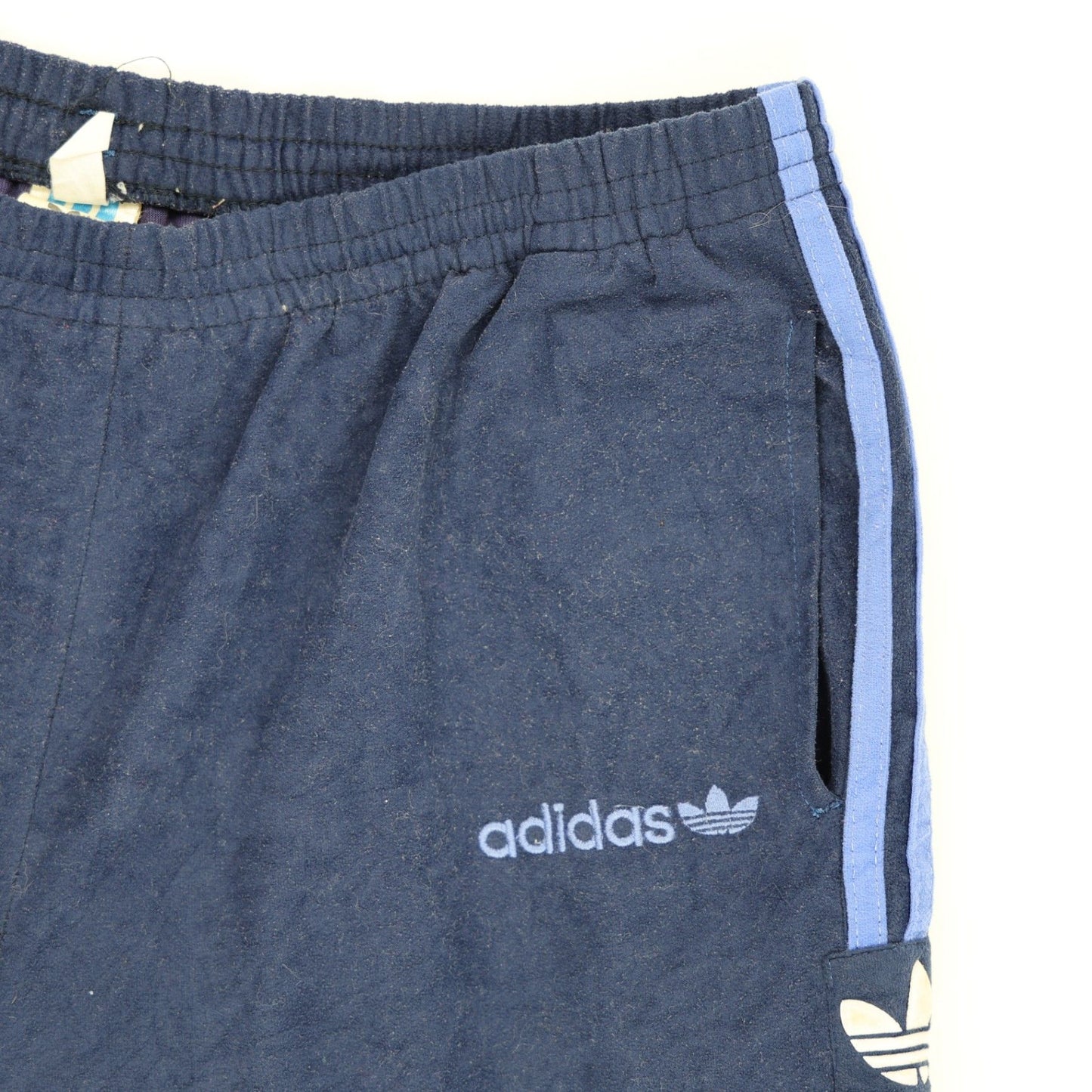 Adidas Vintage Navy Blue Velour Track Pants Large Men's Joggers 77cm Inseam 41cm Waist Size