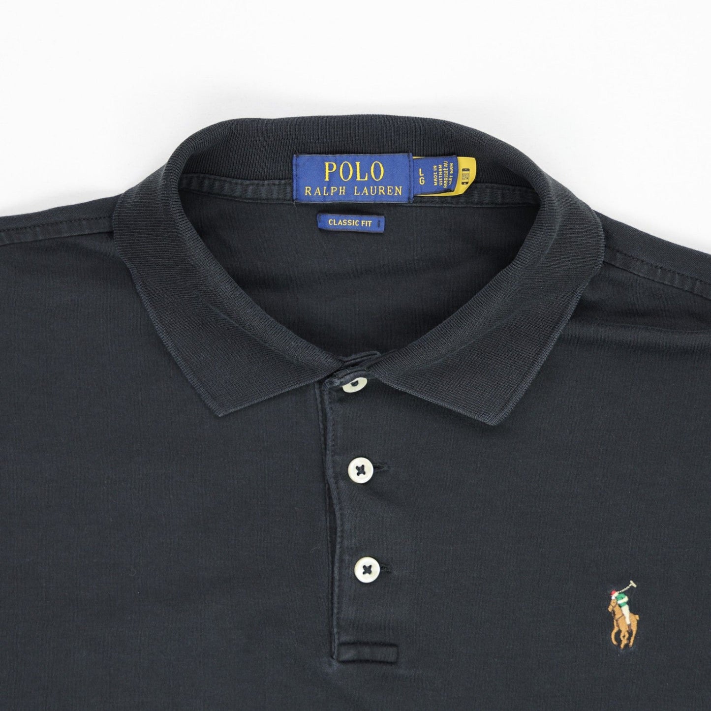 Polo Ralph Lauren Long Sleeve Polo Shirt Black Large Cotton