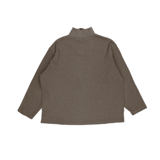 Naf Naf Vintage Taupe Quarter Zip Sweatshirt Unisex Size S Cotton Ribbed