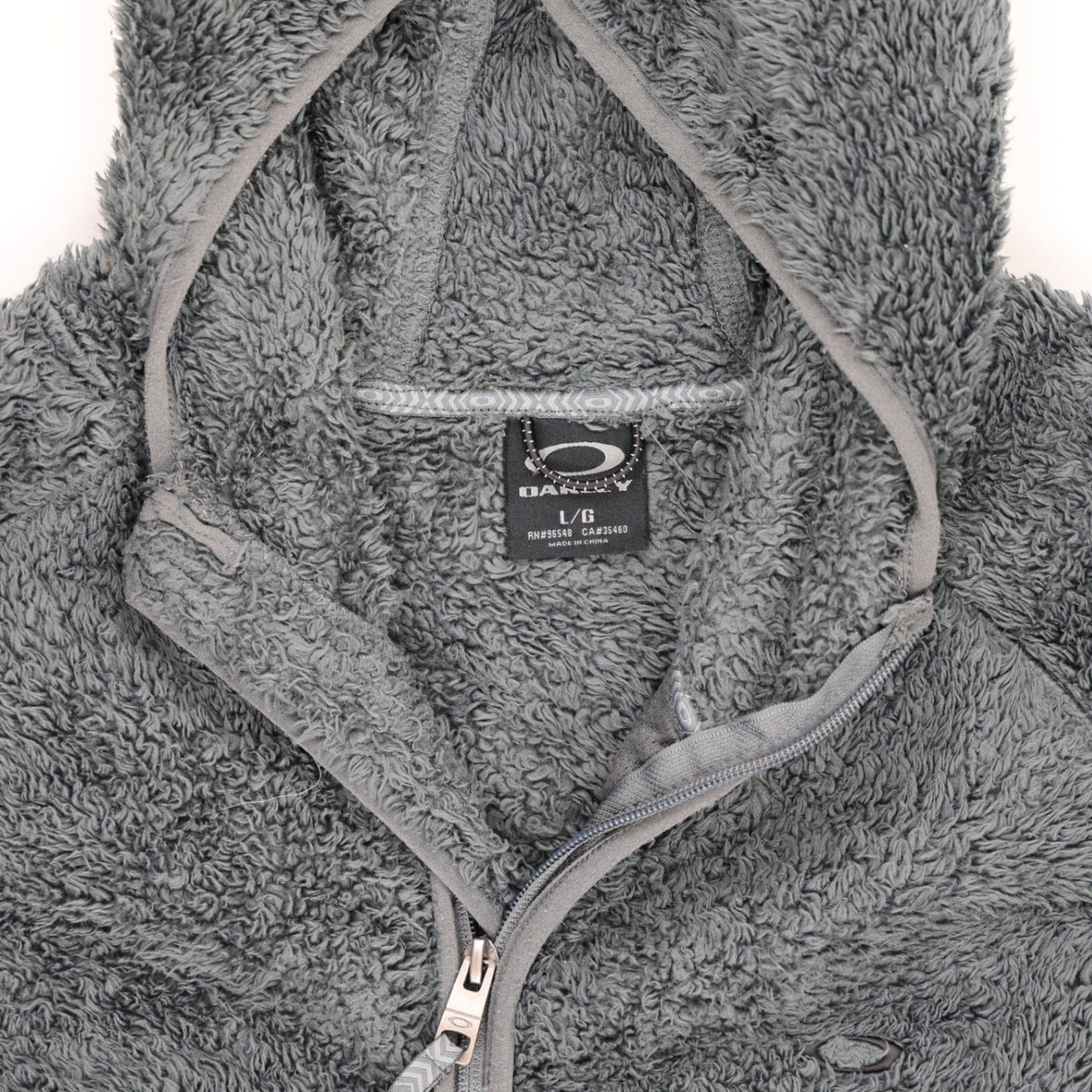 Oakley Full Zip Fleece Hoodie Jacket Grey Large Polyester Mens