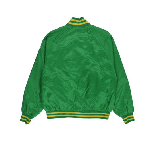 Vintage Norwich City The Canaries Green Satin Varsity Jacket Yellow Green Size L Ribbed Collar Mens