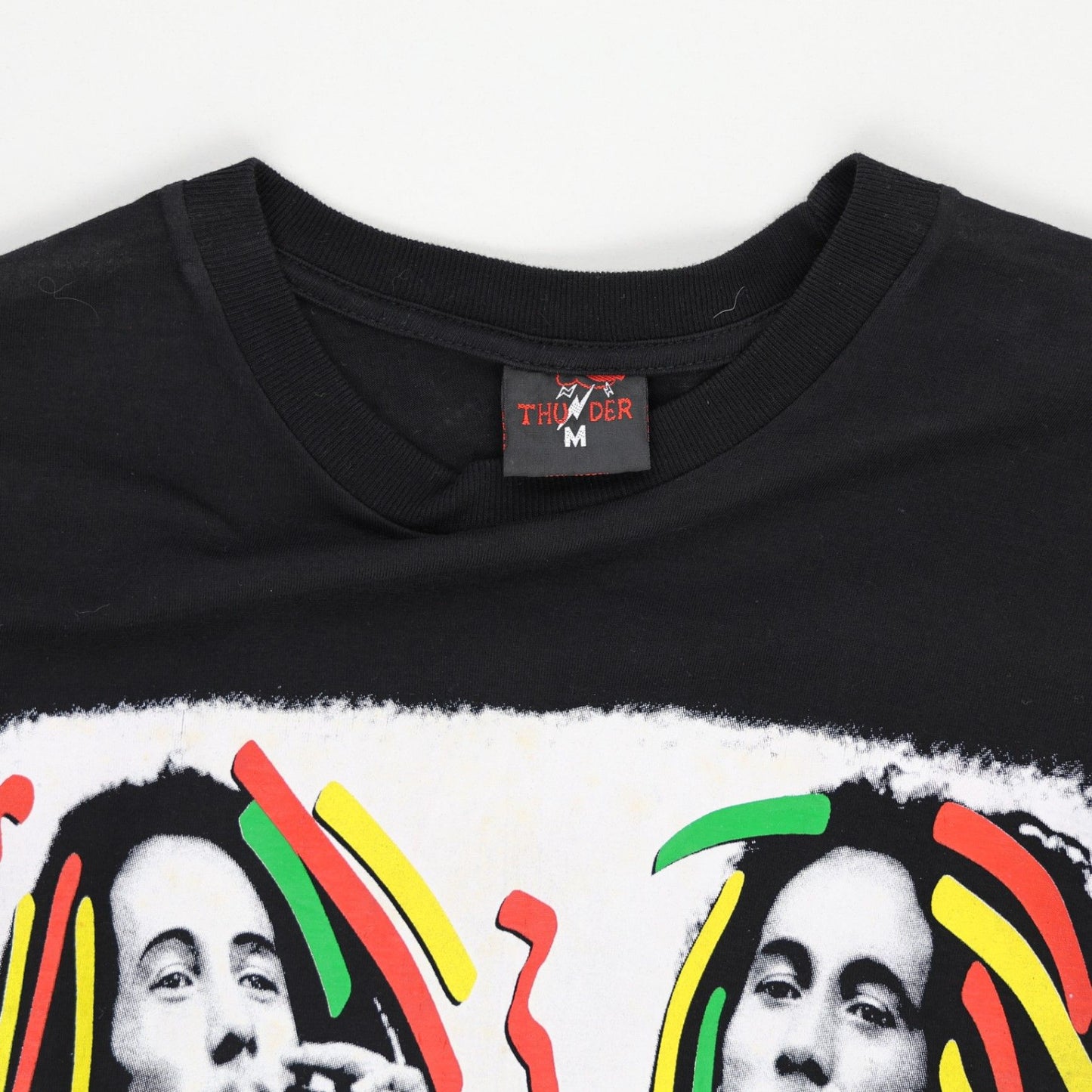 Thunder Bob Marley Vintage Graphic T-Shirt Black Unisex Medium Cotton Crew Neck