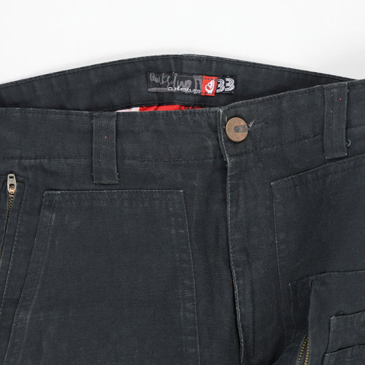 Quiksilver Black Cargo Trousers 33W Cotton Vintage Men's Clothing