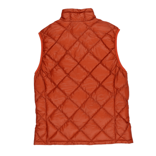 Montbell Outdoor Gilet Vest Lightweight Orange Medium Polyamide Down Blend Sleeveless High Neck