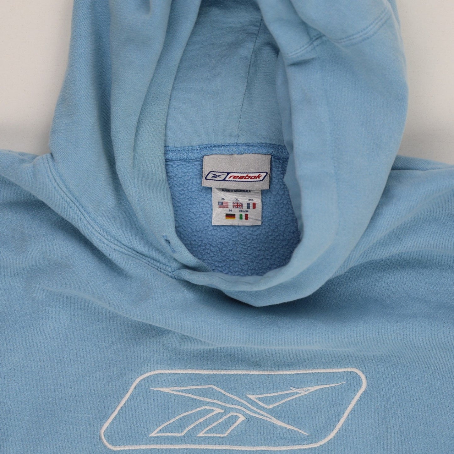 Reebok Vintage Oversized Blue Hoodie XL Cotton Blend Hooded Sweatshirt