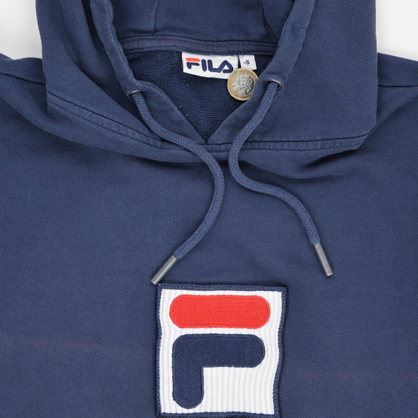 Fila Navy Blue Pullover Hoodie Small Cotton Blend Unisex