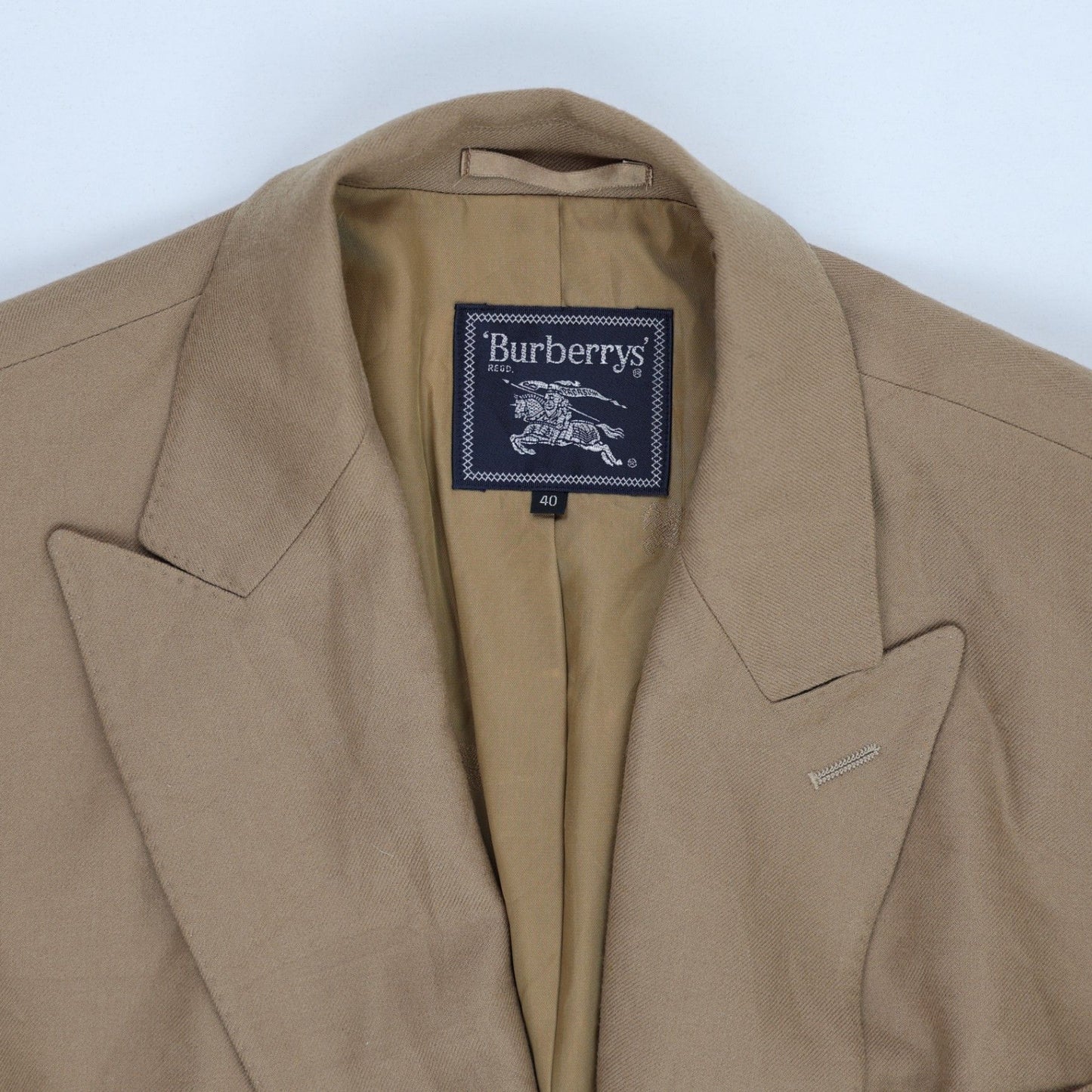 Burberrys Vintage Double Breasted Blazer Camel Size 40 Cotton Blend