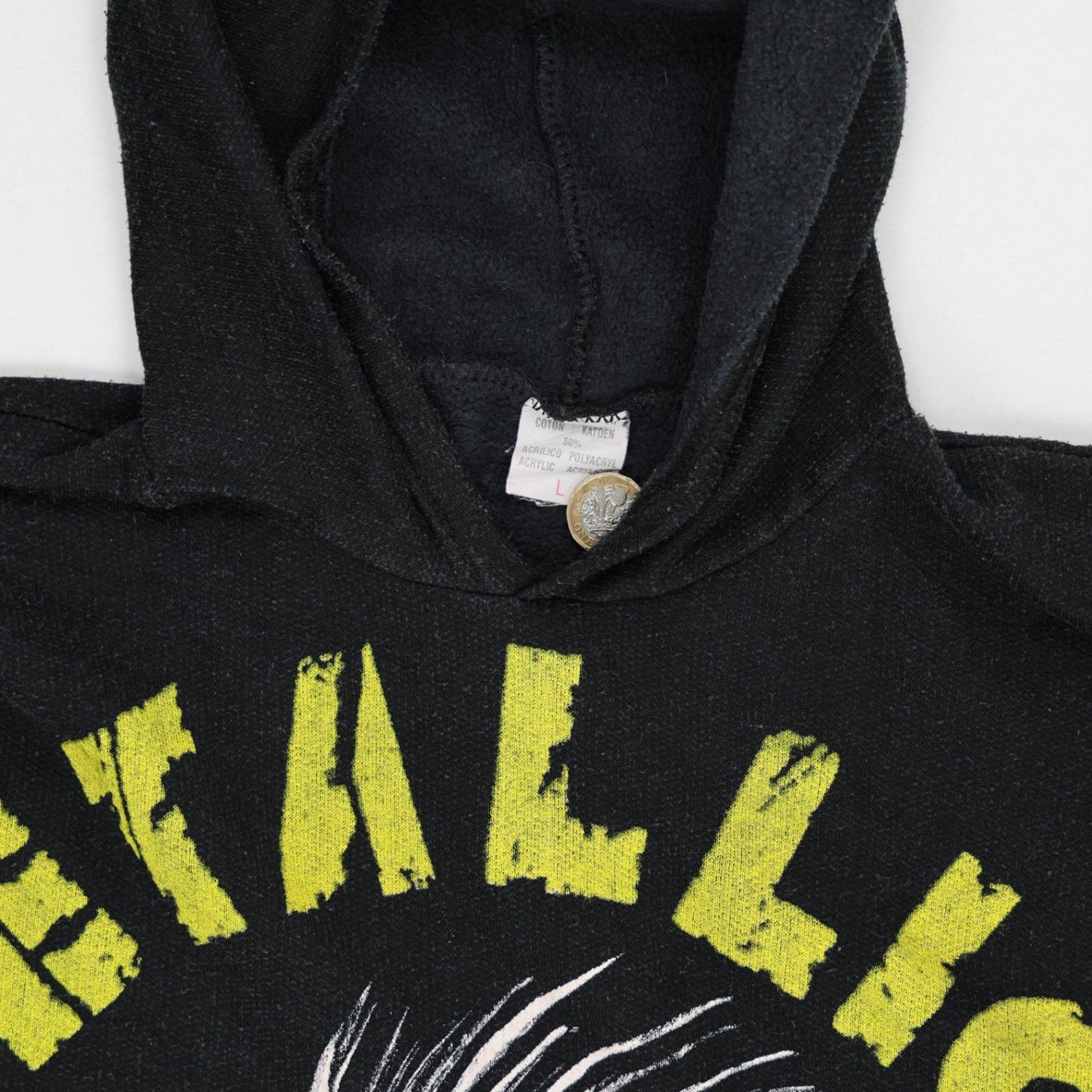 Metallica Vintage Live Shit Binge & Purge Pullover Graphic Hoodie Black Large 60% Cotton 40% Acrylic