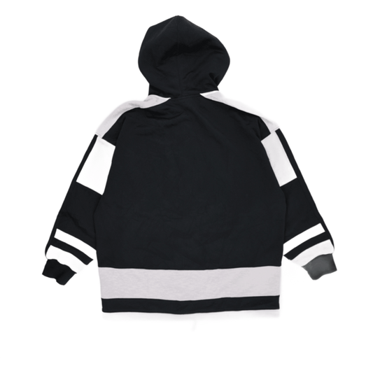 Kappa Vintage Black Grey Colour Block Zip Up Hoodie Large Cotton Blend Retro Sportswear Hooded