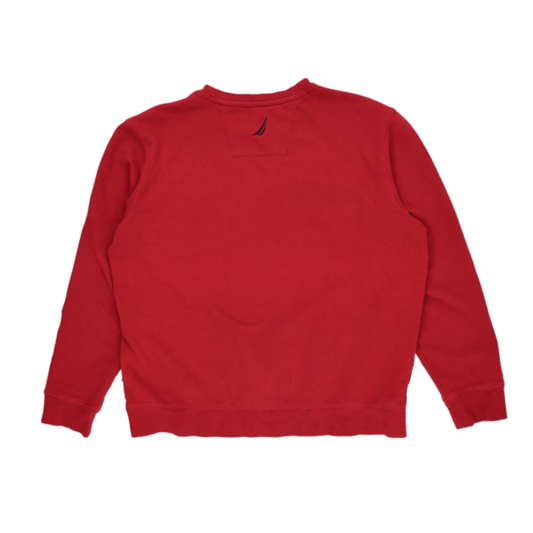 Nautica Large Red Crew Neck Sweatshirt for Men Cotton Casual Activewear