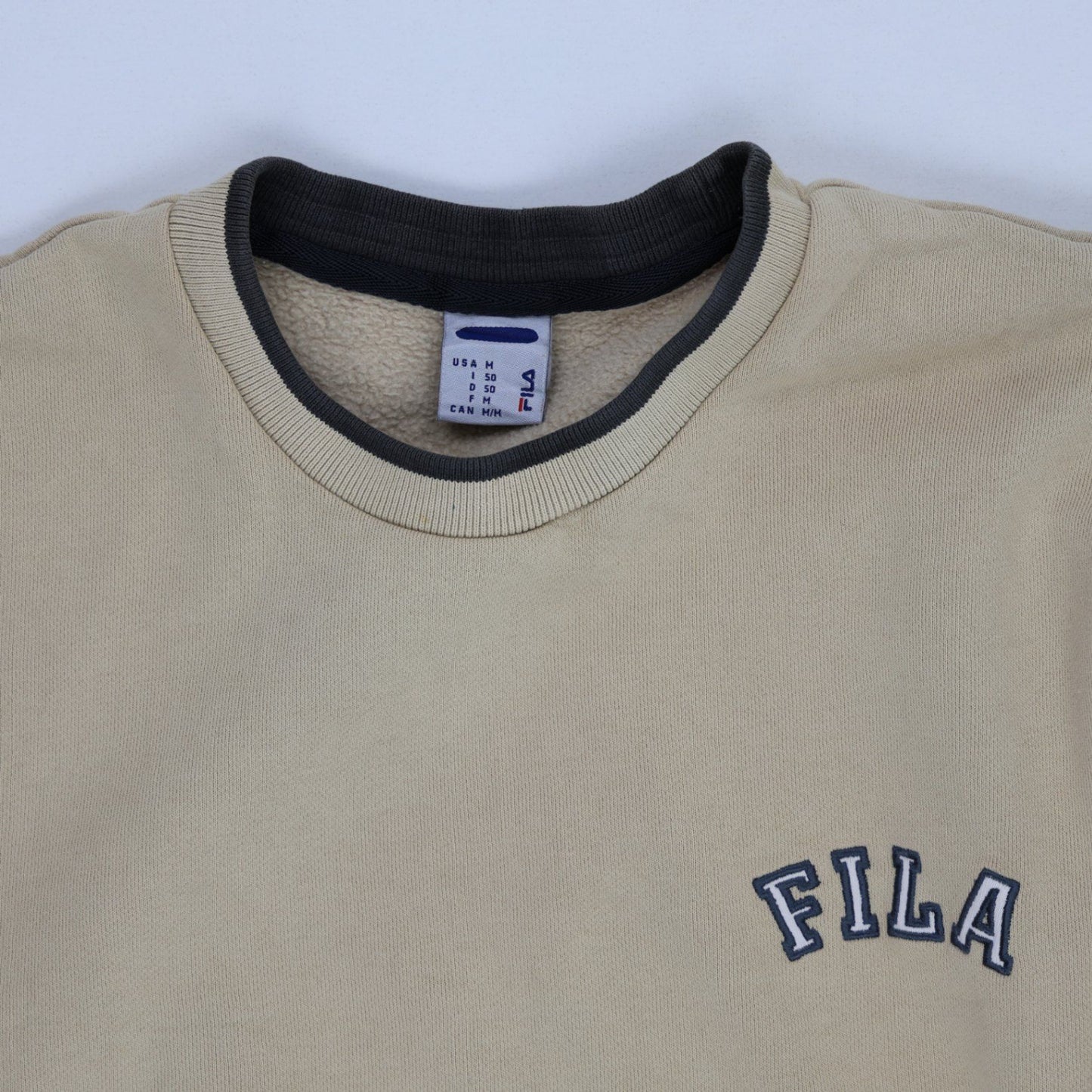 Fila Taupe Crew Neck Sweatshirt Men's Medium Cotton Blend Vintage