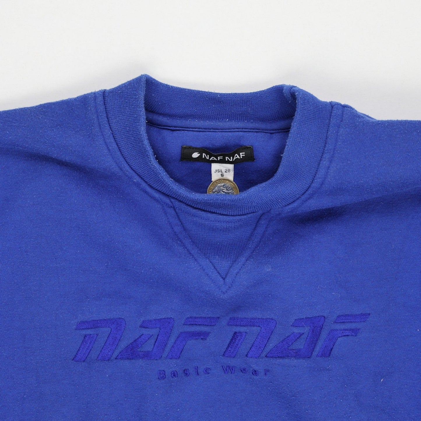 Naf Naf Vintage Blue Pullover Sweatshirt Unisex Size Small Cotton Blend Crew Neck