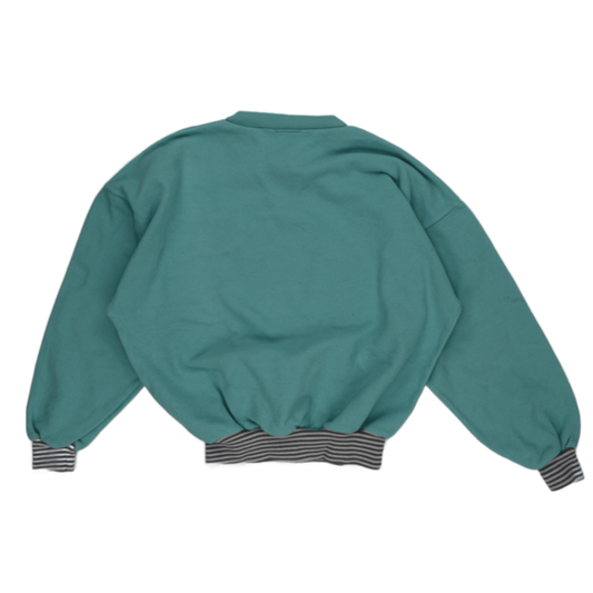 ASICS Vintage Crew Neck Sweatshirt Blue Green XS Cotton Blend Unisex