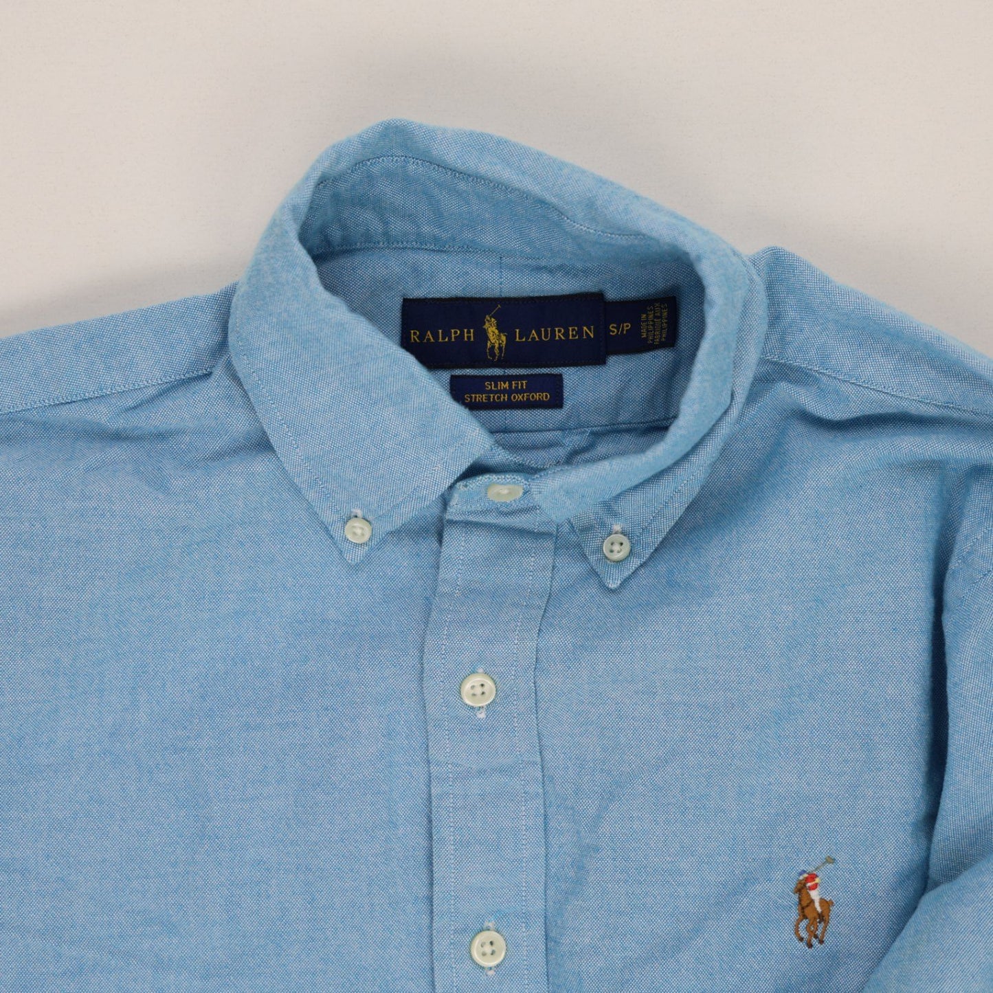 Ralph Lauren Slim Fit Stretch Oxford Shirt Light Blue Small Cotton Blend