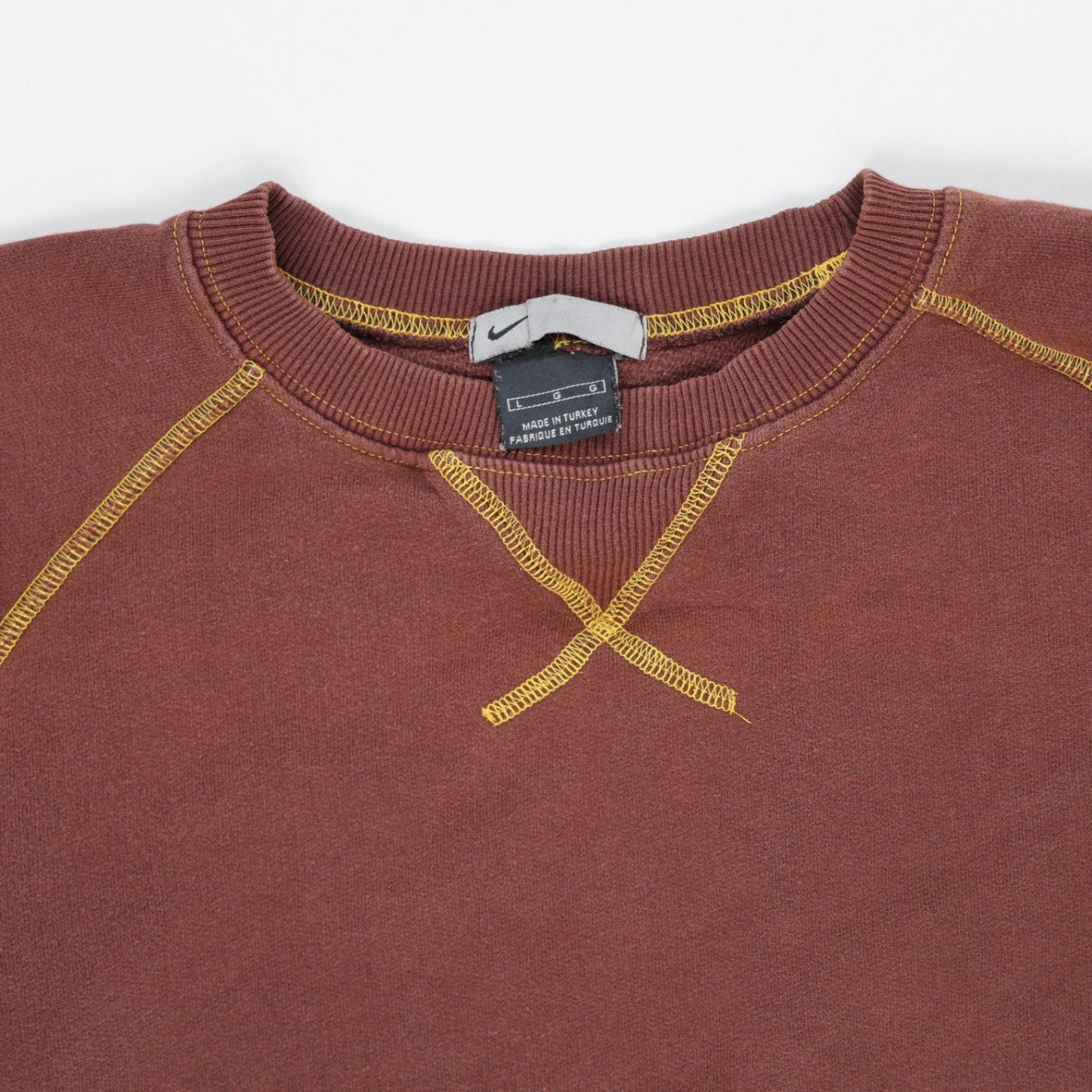 Nike Brown Crew Neck Sweatshirt Men Size L Cotton Used Good Condition