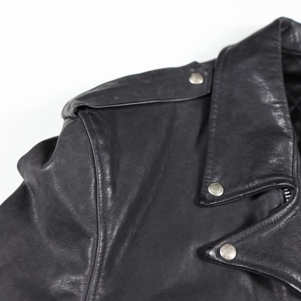 Jeff Hamilton Black Leather Biker Jacket with Eagle Patch, American Star Badge, Motorcycle Style, Size Large