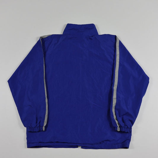 Stussy Sport Blue Polyester Windbreaker Jacket with Reflective Trim, Size L, Streetwear Collectible