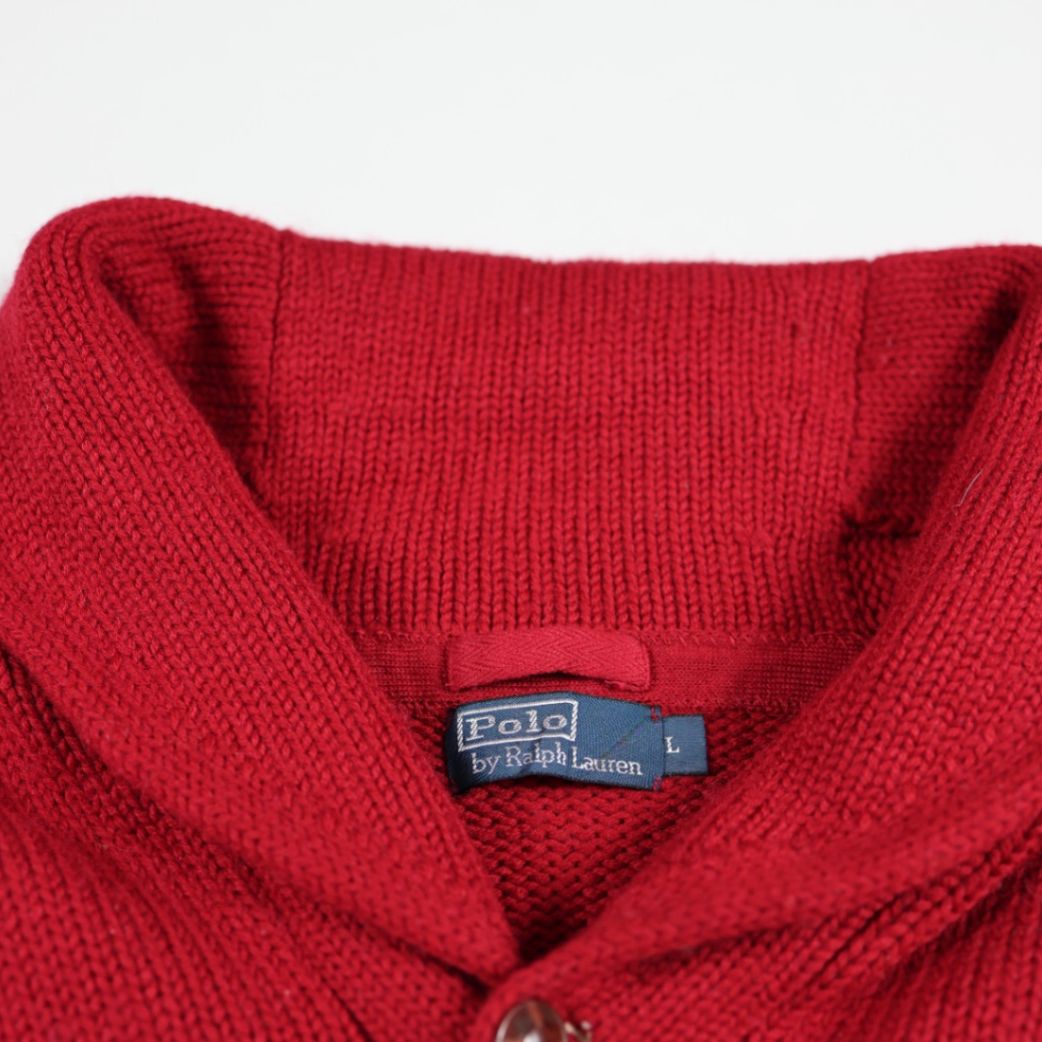 Polo Ralph Lauren Red Merino Wool Blend Long Cardigan Jumper Size L