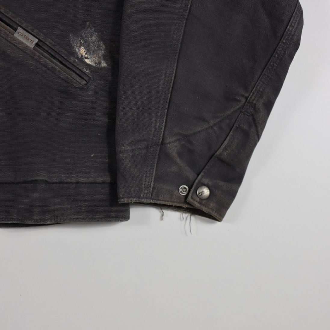 Carhartt Men's Vintage Black Canvas Work Jacket Size L Distressed Classic Workwear Style