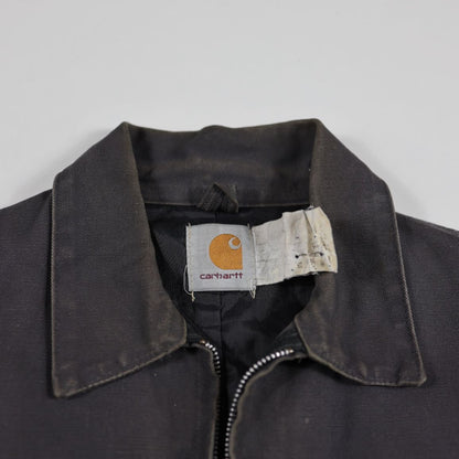 Carhartt Men's Vintage Black Canvas Work Jacket Size L Distressed Classic Workwear Style