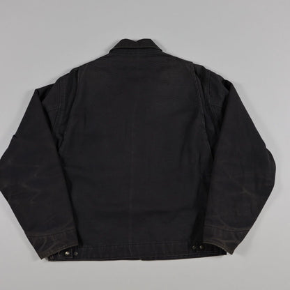 Carhartt Men's Vintage Black Canvas Work Jacket Size L Distressed Classic Workwear Style