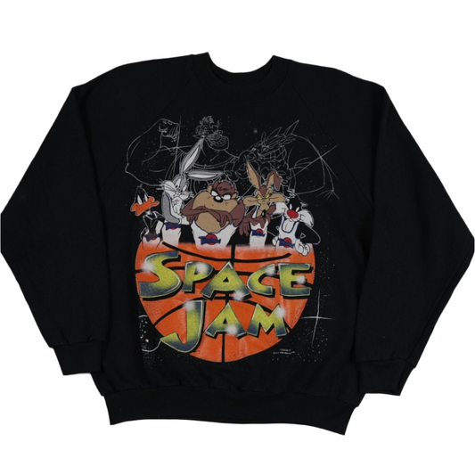 1996 Space Jam Freeze Warner Bros XL Black Sweatshirt Crewneck Pullover Unisex