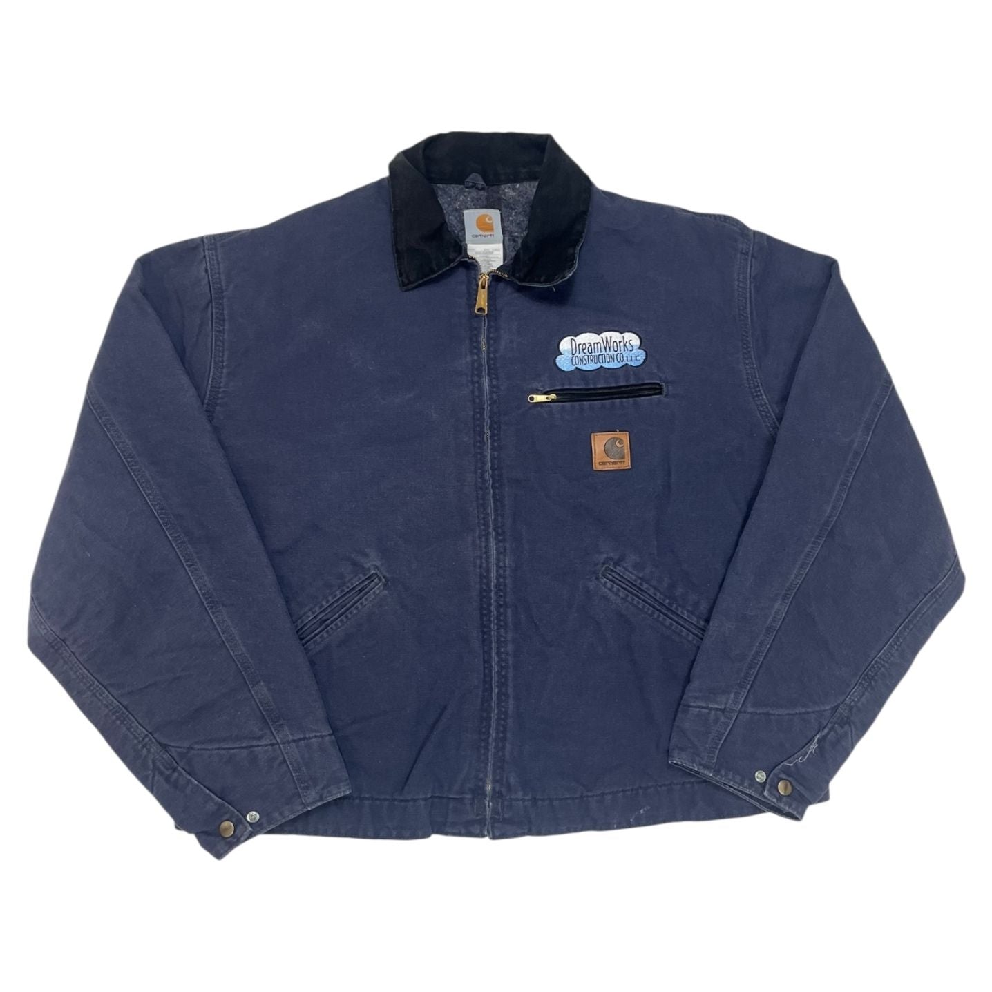 Carhartt J64PTL Blue Detroit Jacket 2XL Regular DreamWorks Construction Vintage USA Made