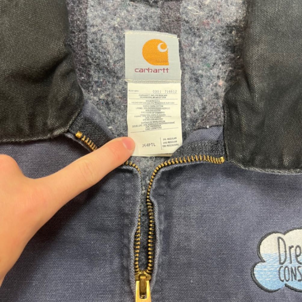 Carhartt J64PTL Blue Detroit Jacket 2XL Regular DreamWorks Construction Vintage USA Made