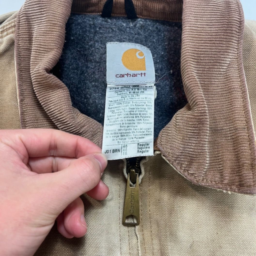 Carhartt J01 BRN Vintage Canvas Work Jacket Size 46 Charter Communications Distressed