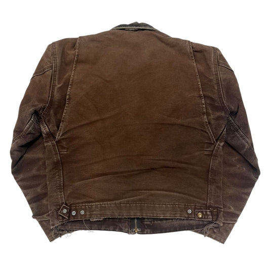Carhartt J97 DK Brown Duck Canvas Work Jacket Medium Regular Vintage Distressed USA Made | Heavyweight Lined Durable Faded Outerwear, Authentic 90s, Men