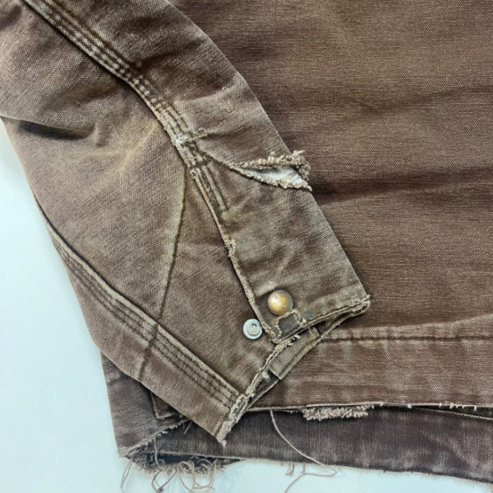 Carhartt J97 DK Brown Duck Canvas Work Jacket Medium Regular Vintage Distressed USA Made | Heavyweight Lined Durable Faded Outerwear, Authentic 90s, Men