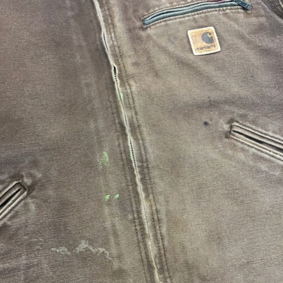 Carhartt J97 DK Brown Duck Canvas Work Jacket Medium Regular Vintage Distressed USA Made | Heavyweight Lined Durable Faded Outerwear, Authentic 90s, Men