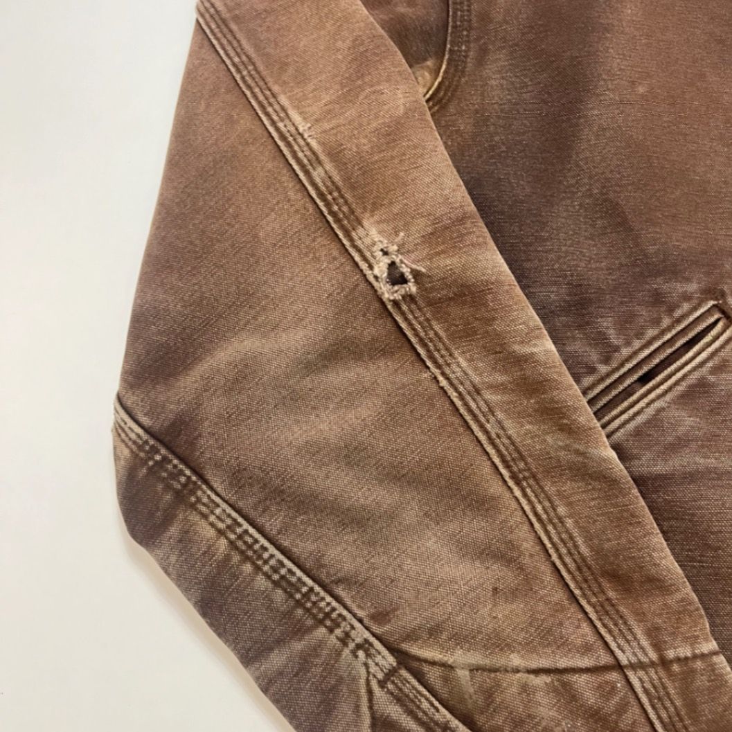 Carhartt J97 DK Brown Duck Canvas Work Jacket Medium Regular Vintage Distressed USA Made | Heavyweight Lined Durable Faded Outerwear, Authentic 90s, Men