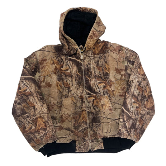 Carhartt J221 CAP Realtree Camo Duck Hooded Jacket Large Heavyweight Cotton Outdoor Workwear